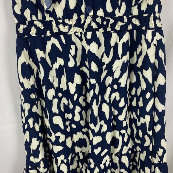 Bloom Chic NWT Notched Leopard Print Navy Cap Ruffle Sleeve Dress 14/16 - Picture 7 of 16